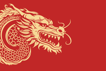 Vector china oriental dragon symbol logo red background