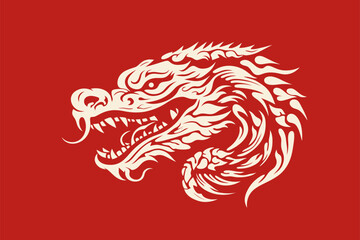 Vector china oriental dragon symbol logo red background