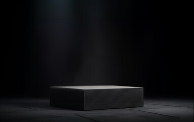 3D little podium for product exhibition with dark background - obrazy, fototapety, plakaty