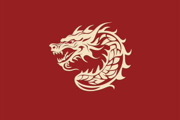 Vector china oriental dragon symbol logo red background