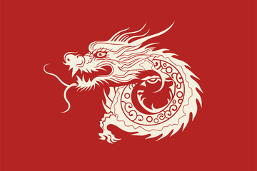 Vector china oriental dragon symbol logo red background