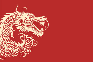 Vector china oriental dragon symbol logo red background
