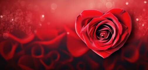 Red rose buds background with copyspace. Women's Day rose blured background , AI Generated