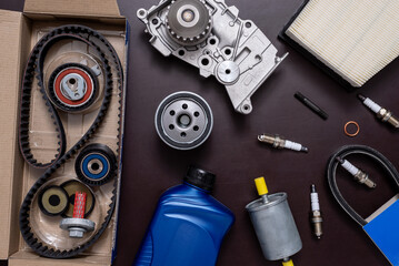 Various spare parts for the car