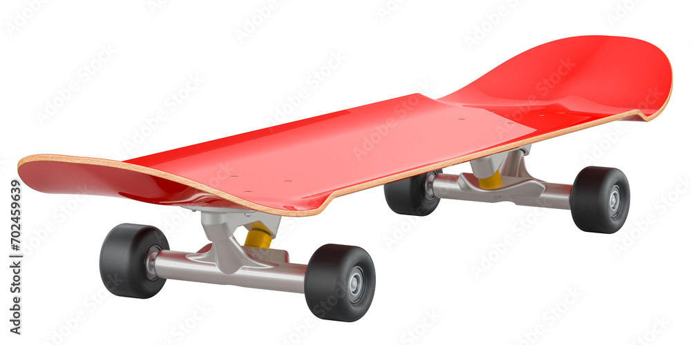 Poster red skateboard, 3d rendering isolated on transparent background
