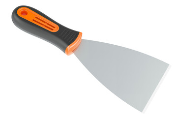 Putty knife, spackle knife or paint scraper. 3D rendering isolated on transparent background