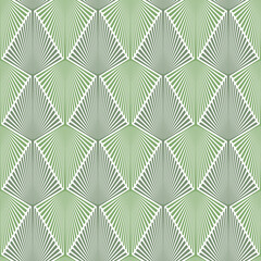 Seamless pattern with geometric abstract green leaves