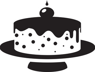 Flavorful Sophistication Black Cake Vector Representation Refined Sweetness Black Cake Iconic Mark