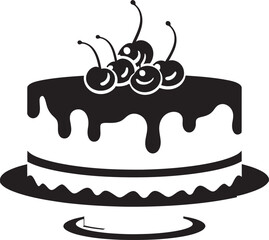 Refined Sweetness Black Cake Iconic Mark Artistic Indulgence Black Cake Vector Icon