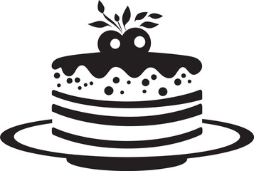 Abstract Celebration Black Cake Vector Emblem Dynamic Delight Black Cake Iconic Creation