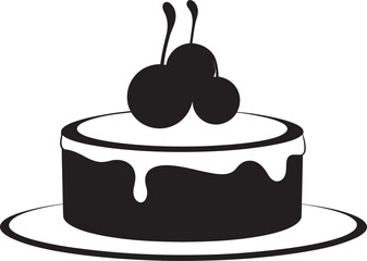 Gourmet Elegance Black Cake Iconic Identity Delicious Minimalism Black Cake Vector Artistry