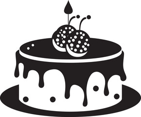 Tempting Symbol Black Cake Emblematic Icon Layered Luxury Black Cake Vector Concept