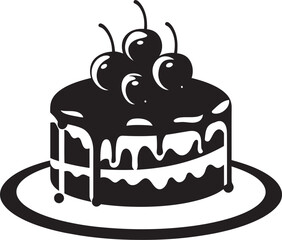 Chic Dessert Black Cake Vector Symbolism Crafting Sweet Moments Black Cake Emblematic Artistry