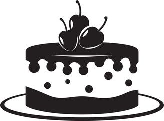 Black Cake Vector Logo Taste Refined Elegant Temptation Black Cake Iconic Artistry