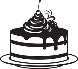 Savoring Delight Black Cake Iconic Emblem Black Cake Vector Logo Taste Refined