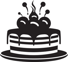 Dynamic Elegance Black Cake Iconic Symbol Luminous Geometry Black Cake Vector Emblem