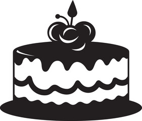 Elegant Shadows Black Cake Iconic Design Modernistic Brilliance Black Cake Vector Iconography