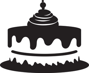 Sleek Luminescence Black Cake Emblematic Design Glowing Creativity Black Cake Vector Representation