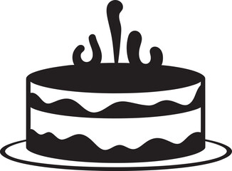 Modernistic Brilliance Black Cake Vector Iconography Sleek Luminescence Black Cake Emblematic Design