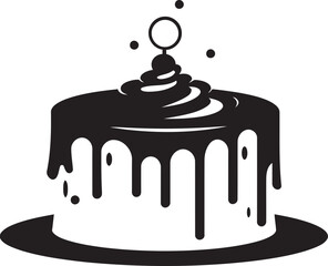 Glowing Innovation Black Cake Vector Iconography Luminous Elegance Black Cake Vector Symbol