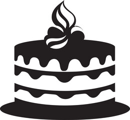 Dynamic Brilliance Black Cake Iconic Symbol Innovative Illumination Black Cake Vector Representation