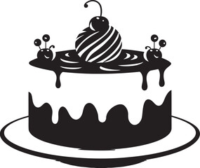 Luminous Brilliance Black Cake Emblematic Icon Sculpted Illumination Black Cake Vector Identity