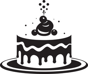 Sweet Elegance Black Cake Vector Concept Gourmet Minimalism Black Cake Emblematic Design