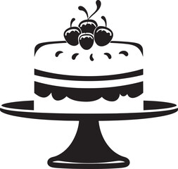 Decadent Simplicity Black Cake Iconic Symbol Sweet Elegance Black Cake Vector Concept