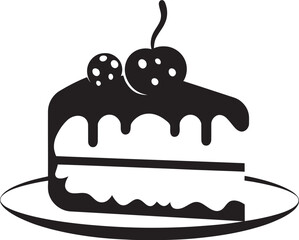 Chic Dessert Black Cake Vector Logo Mark Crafting Sweetness Black Cake Logo Iconography
