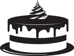 Abstract Sweetness Black Cake Vector Logo Concept Gastronomic Art Black Cake Logo Symbolism