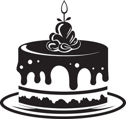 Delicious Geometry Black Cake Logo Emblem Crafting Sweet Moments Black Cake Logo Artistry