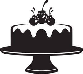 Sweetness Unveiled Black Cake Vector Logo Symbolism Gourmet Silhouette Black Cake Logo Identity