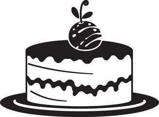 Crafting Gastronomic Art Black Cake Logo Artistry Abstract Indulgence Black Cake Vector Logo Symbolism