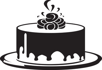 Chic Confectionery Black Cake Vector Logo Symbol Celebration in Design Black Cake Logo Emblematic Design