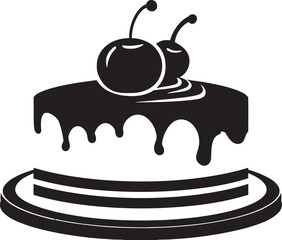 Refined Indulgence Black Cake Vector Logo Conceptualization Elegant Flavor Black Cake Logo Emblem