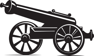 Fototapeta premium Modern Arsenal Black Cannon Vector Emblematic Design Deadly Precision Black Cannon Firearm Iconic Identity
