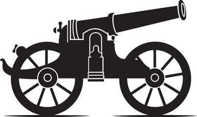 Fototapeta premium Tactical Arsenal Sleek Black Cannon Iconic Symbol Dynamic Warfare Vector Black Cannon Emblematic Marksmanship