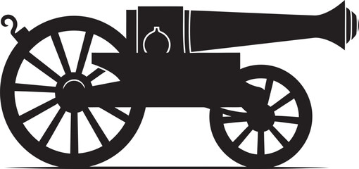 Fototapeta premium Deadly Precision Sleek Black Cannon Firearm Iconic Identity Modern Artillery Black Cannon Emblematic Symbolism