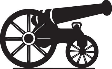 Fototapeta premium Elegant Warfare Black Cannon Firearm Emblematic Design Tactical Dominance Vector Black Cannon Logo Symbolism