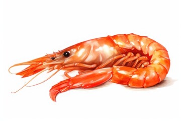 Red cooked prawn or tiger shrimp isolated on white background as package design element
