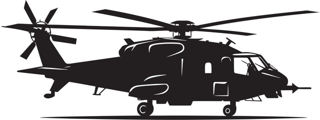 Stealth Fury Black Combat Helicopter Vector Emblem Aerial Dominance Iconic Black Helicopter Symbol