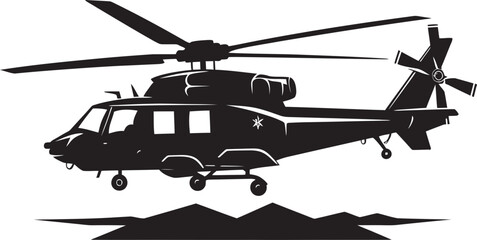 Sleek Avenger Black Combat Helicopter Iconic Representation Aerial Fury Vector Black Helicopter Emblematic Symbolism