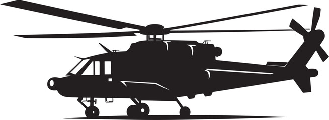 Tactical Dominance Black Combat Helicopter Iconic Icon Warfare Elite Vector Black Helicopter Emblematic Identity