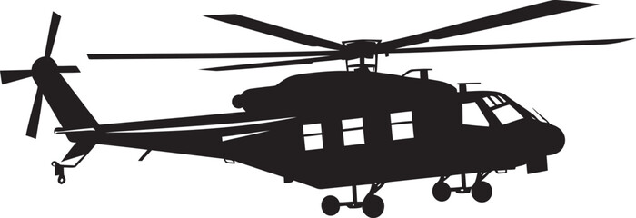 Tactical Wings Black Combat Helicopter Iconic Icon Warfare Fury Vector Black Helicopter Emblematic Identity