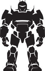 Fototapeta premium Stealth Defender Black Armed Robot Emblematic Design Robotic Guardian Vector Black Combat Machine Symbol