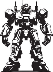 Aerial Defender Black Armed Robot Symbolic Identity Stealth Avenger Vector Black Combat Machine Icon