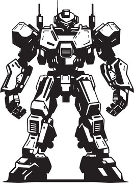Aerial Defender Black Armed Robot Symbolic Identity Stealth Avenger Vector Black Combat Machine Icon