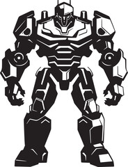 Fototapeta na wymiar Aerial Defender Vector Black Combat Cyborg Symbol Stealth Avenger Black Armed Robot Iconic Design