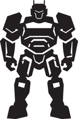 Stealth Protector Vector Black Combat Machine Precision Robotic Guardian Black Armed Android Emblematic Emblem