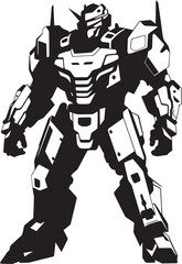 Robotic Sentinel Vector Black Combat Android Symbolism Dynamic Guardian Black Armed Robot Iconic Identity